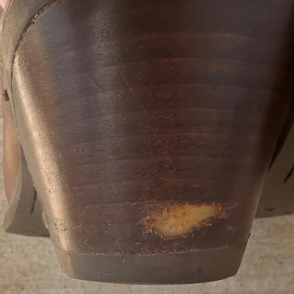 Ariat Manzanita Clogs Mules Shoes Sz 7.5 Western Cowgirl Slip On Brown Leather - Picture 6 of 9